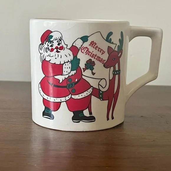Vintage MCM Santa and Reindeer Mug - Picture 6 of 6